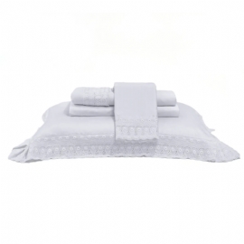JOGO DE LENCOL BRANCO BUETTNER 300 FIOS RENDADA