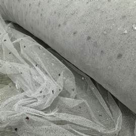 TULE FANTASIA CORACAO BRANCO COM PRATA