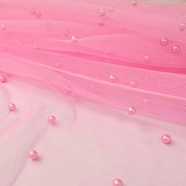 TULE COM PEROLA ROSA