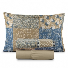 JOGO DE LENCOL  AFFETO 300 FIOS ESTAMPADO PATCHWORK