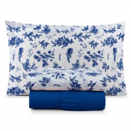 JOGO DE LENCOL  AFFETO 300 FIOS ESTAMPADO AZUL