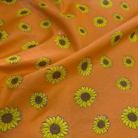 TECIDO CHITAO GIRASSOL FUNDO LARANJA 100 POLIESTER