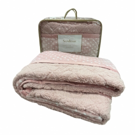 COBERDROM FLANNEL POA COM SHERPA CASAL ROSE