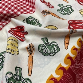 TECIDO ATOALHADO OXFORD VERMELHO COM VEGETAIS