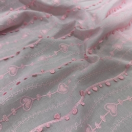 COTTON BORDADO BARRADO CORACAO ROSA
