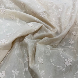COTTON BORDADO BARRADO FLOR BEGE