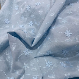 COTTON BORDADO BARRADO FLOR AZUL