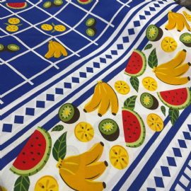 TECIDO ATOALHADO OXFORD AZUL FRUTAS