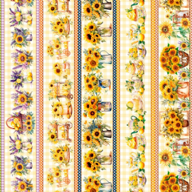 TRICOLINE ESTAMPADA BARRADA GIRASSOL 100 ALGODAO