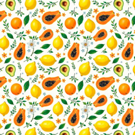 TRICOLINE ESTAMPADA FRUTAS 100 ALGODAO