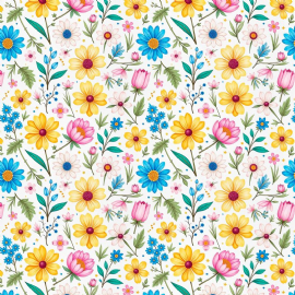 TRICOLINE ESTAMPADA FLORES 100 ALGODAO