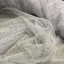 TULE POA COM GLITTER BRANCO