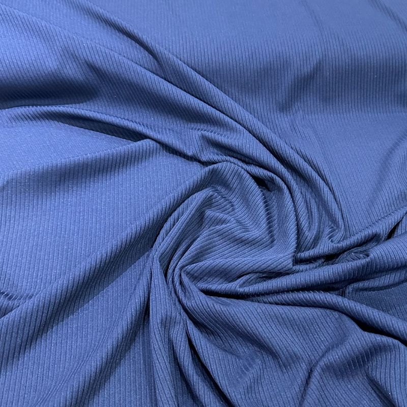 Malha canelada lisa azul marinho