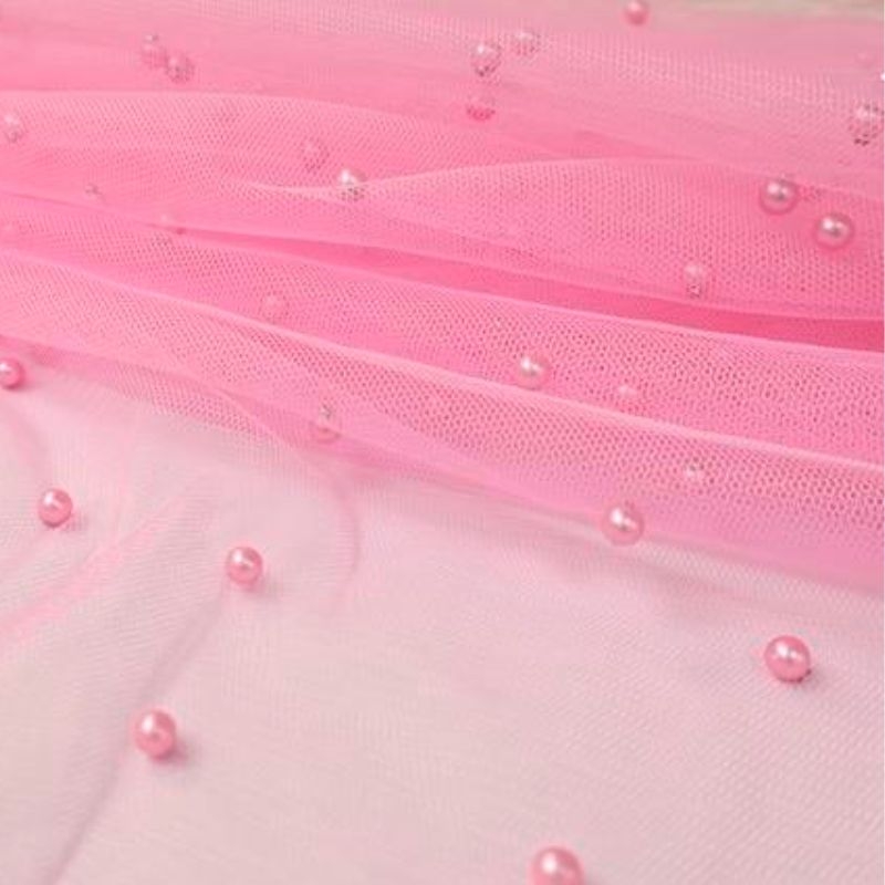 Tule com prola rosa
