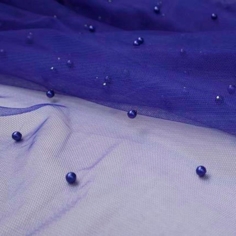 Tule com prola azul royal