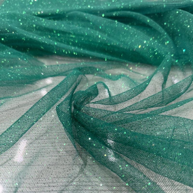 Tule glitter verde - 1,47 de largura