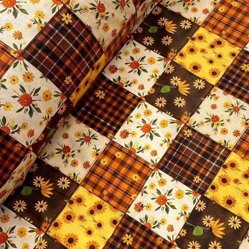 Tricoline Patchwork de Girassol 100% algodo