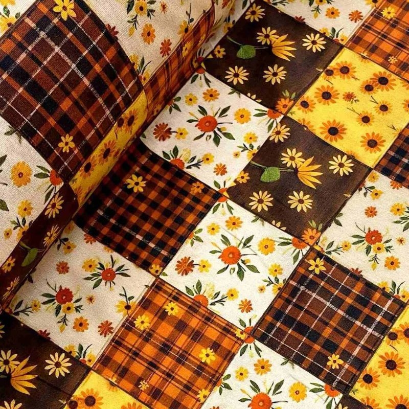 Tricoline Patchwork de Girassol 100% algodo