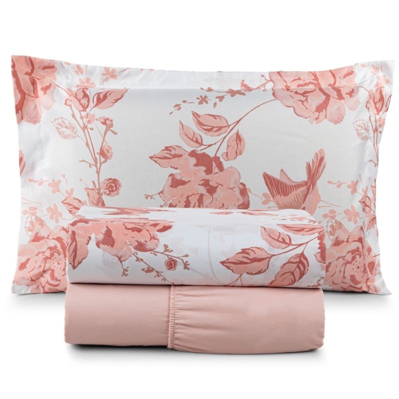 Jogo de Lenol  Affeto 300 Fios Estampado Rose