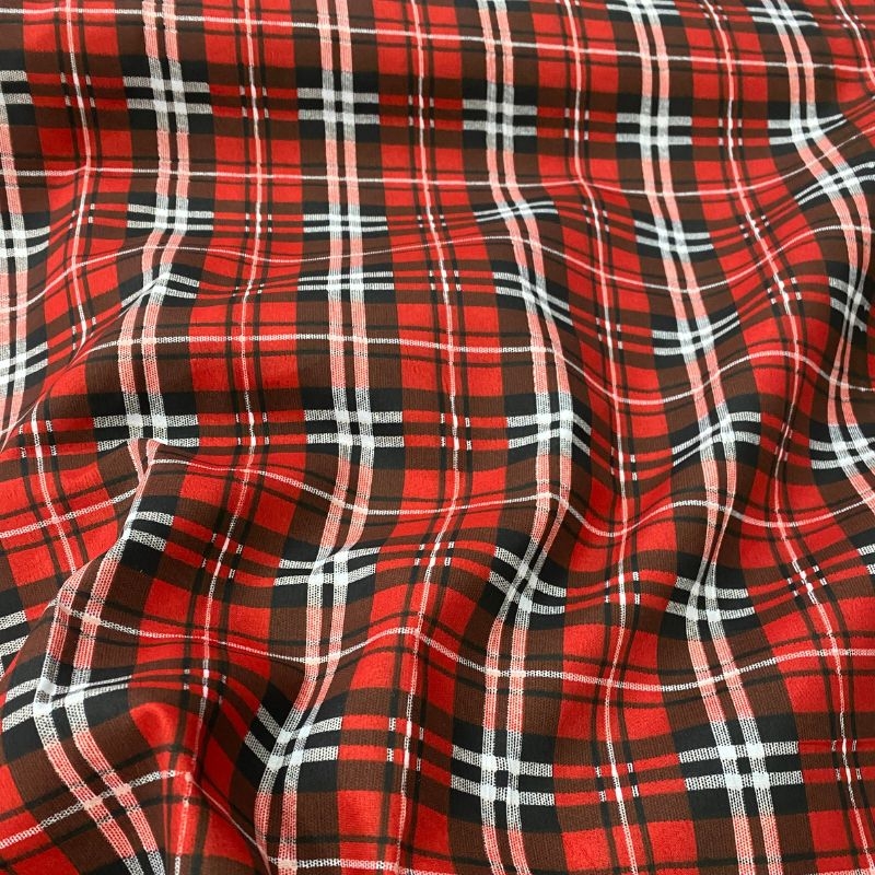 Tecido Chito Xadrez Vermelho  100% Polister