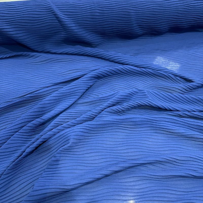 Chiffon Plissado Azul Bic