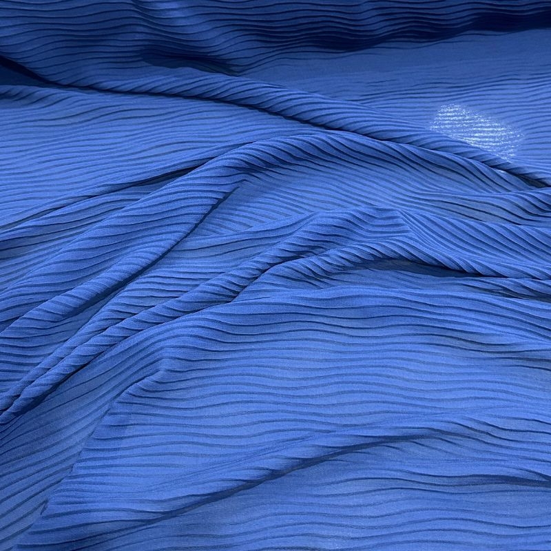 Chiffon Plissado Azul Bic