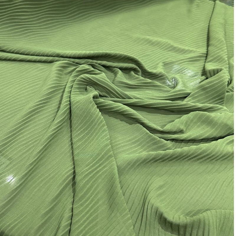 Chiffon Plissado Verde Oliva