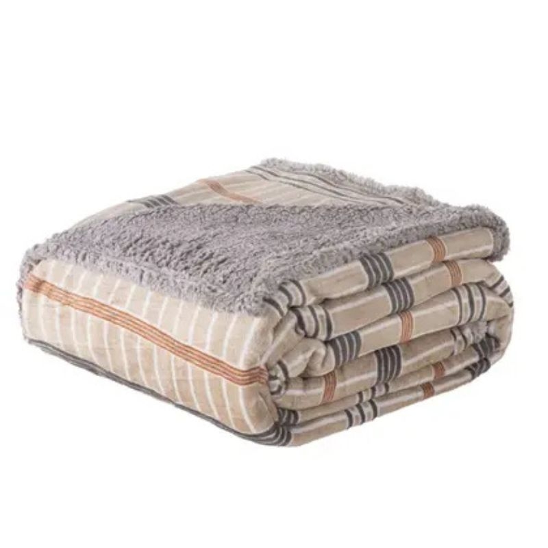 Cobertor Finlndia Estampado Com Sherpa Cinza