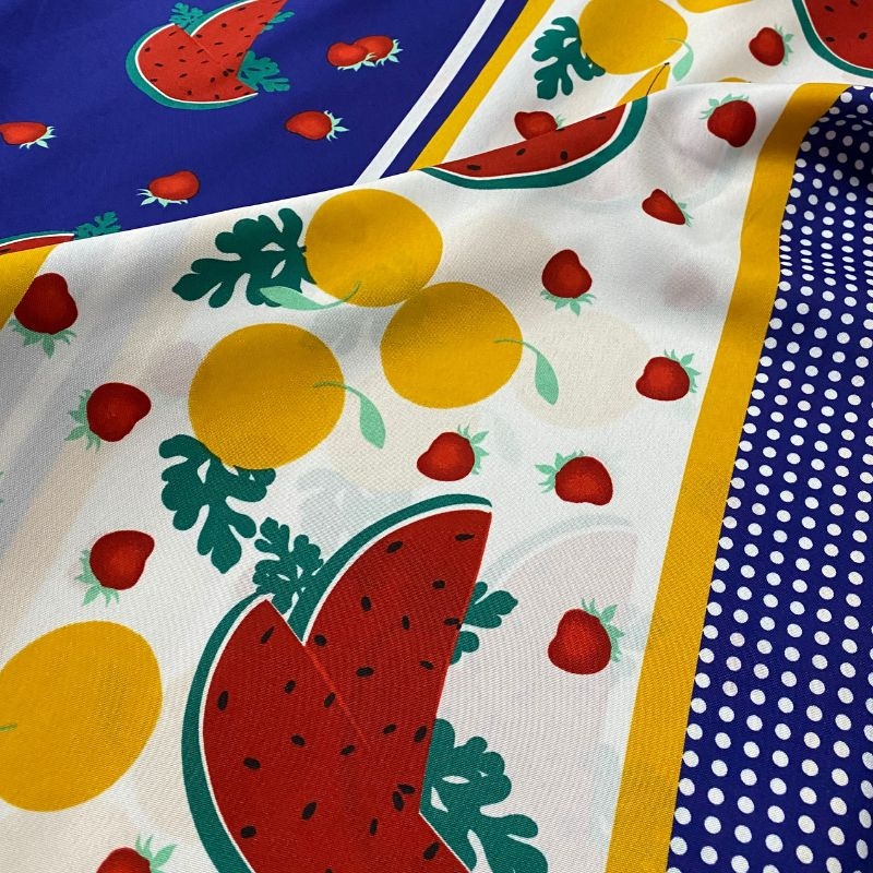 Tecido Atoalhado Oxford Azul Com Melancia 