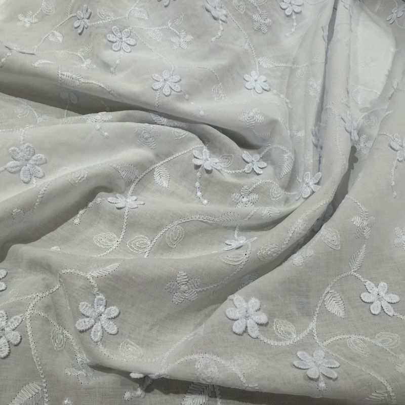 Cpia Cotton Bordado Barrado Flor Branco