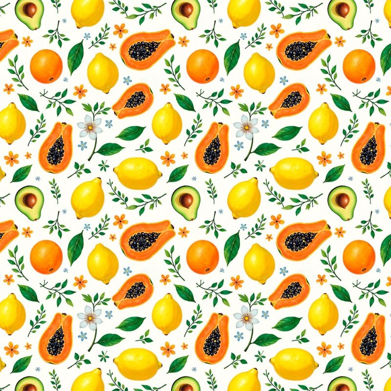 Tricoline Estampada Frutas 100% algodo